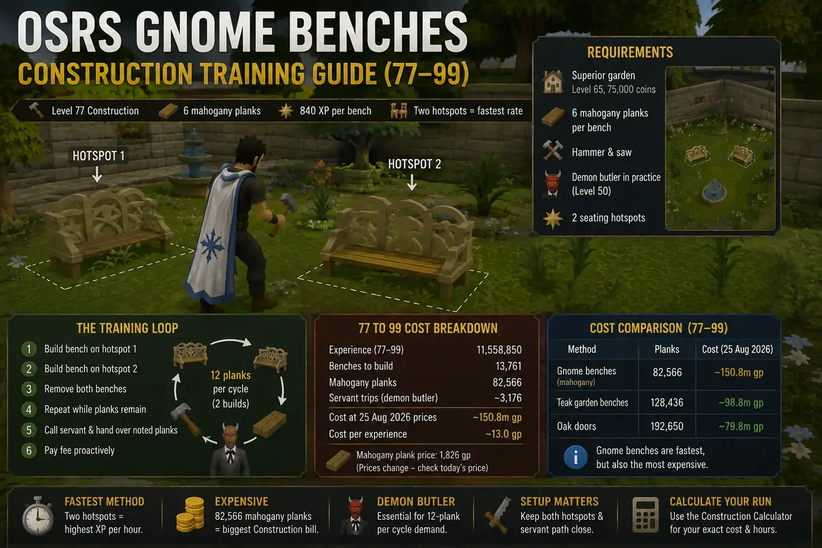 OSRS Gnome Benches: Construction Training Guide (77-99)