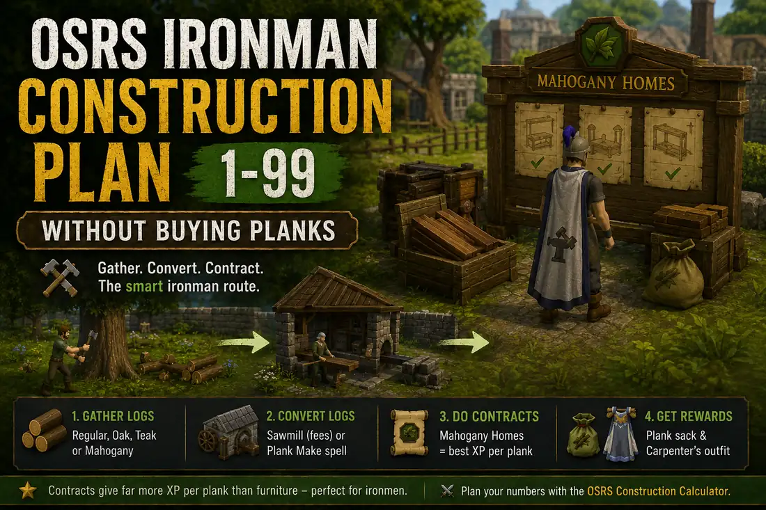 OSRS Ironman Construction Plan: 1-99 Without Buying Planks