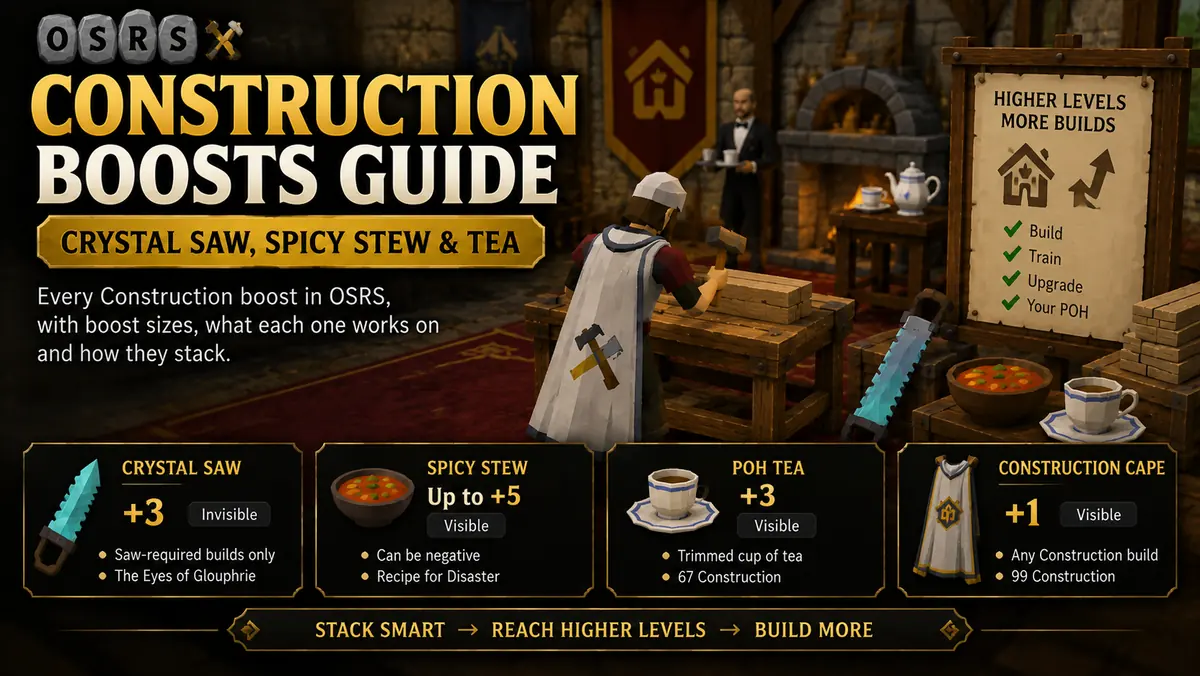 OSRS Construction Boosts Guide: Crystal Saw, Spicy Stew & Tea