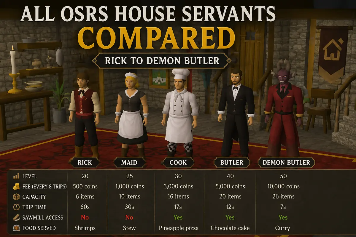 All OSRS House Servants Compared: Rick to Demon Butler